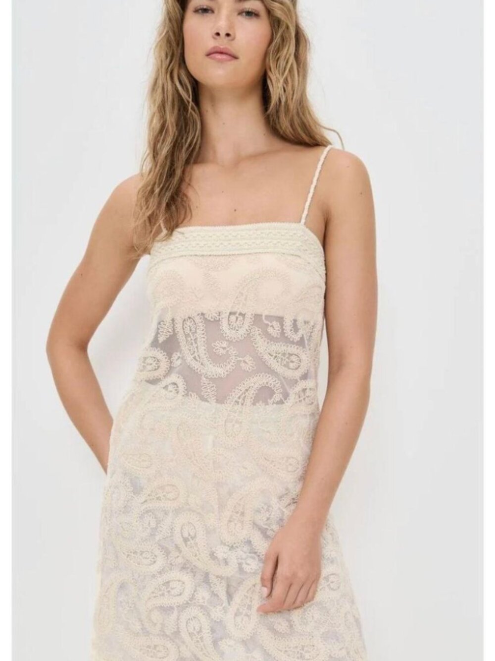Dress To Sheer Embroidered Slip Dress NWT